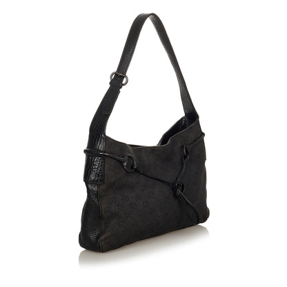 Gucci GG Canvas Horsebit Shoulder Bag (SHG-24498)