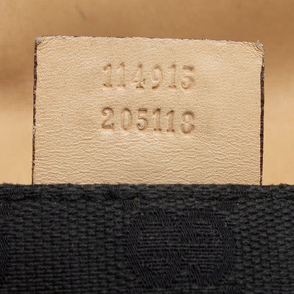 Gucci Canvas Leather Studded Horsebit Shoulder Bag (SHF-21925)