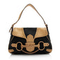 Gucci Canvas Leather Studded Horsebit Shoulder Bag (SHF-21925)
