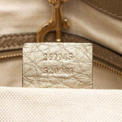 Gucci GG Canvas Metallic Leather Bella Medium Tote