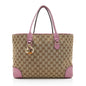 Gucci GG Canvas Metallic Leather Heart Bit Charm Medium Tote (SHF-5MJYxM)