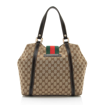 Gucci GG Canvas New Ladies Web Small Tote (SHF-eiujZp)