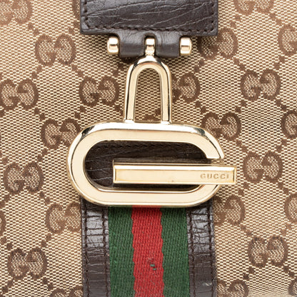 Gucci GG Canvas Web Junco Large Shoulder Bag (SHF-23497)