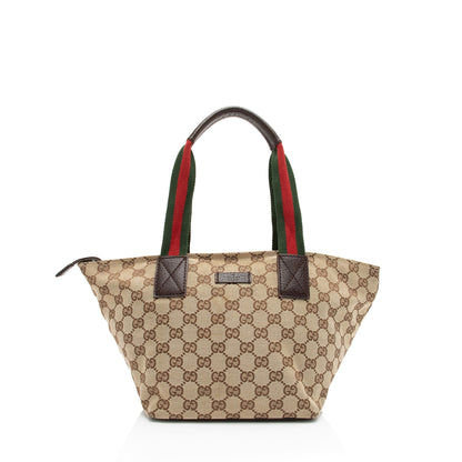 Gucci GG Canvas Web Small Tote (SHF-zJSZ0v)