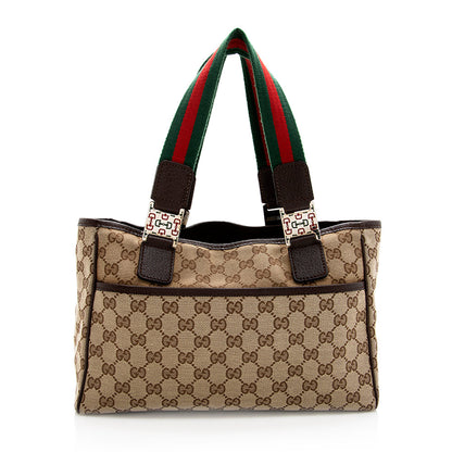 Gucci GG Canvas Web Tote (SHF-19041)