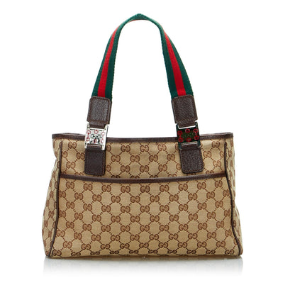Gucci GG Canvas Web Tote (SHG-auLiHZ)