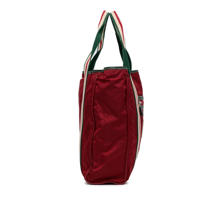 Gucci GG Nylon Crest Sherry Line Web Tote (SHG-Bio25q)