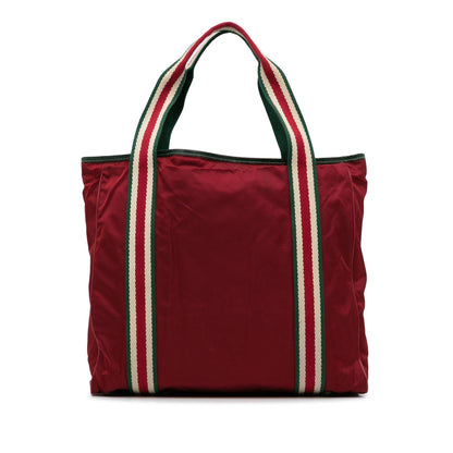 Gucci GG Nylon Crest Sherry Line Web Tote (SHG-Bio25q)