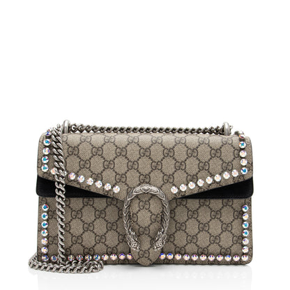 Gucci GG Supreme Crystal Studded Dionysus Medium Shoulder Bag