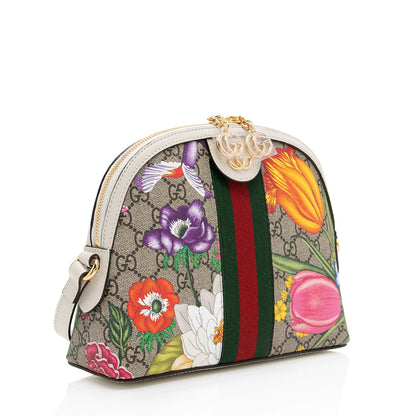 Gucci GG Supreme Flora Ophidia Dome Small Shoulder Bag (SHF-TpkXKT)
