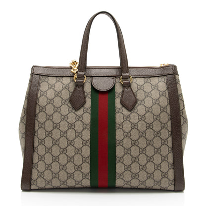 Gucci GG Supreme Ophidia Medium Top Handle Tote (SHF-kdh0RN)