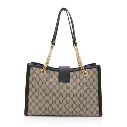 Gucci GG Supreme Padlock Chain Medium Shoulder Bag (SHF-cqPKOC)