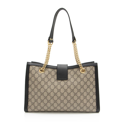 Gucci GG Supreme Padlock Chain Medium Shoulder Bag (SHF-aTdUTN)