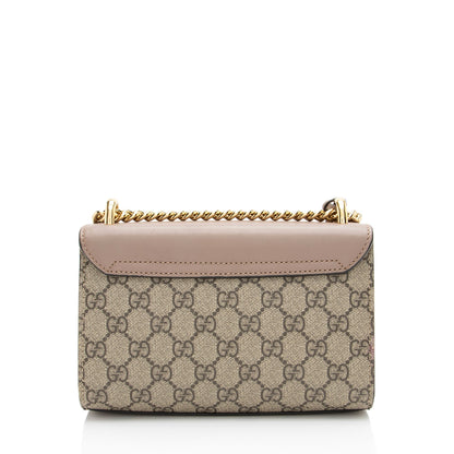 Gucci GG Supreme Pearl Stud Padlock Small Shoulder Bag
