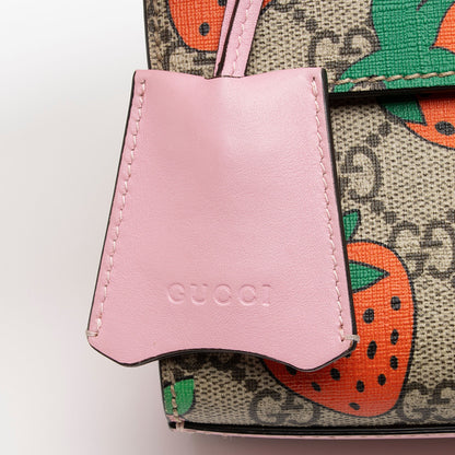 Gucci GG Supreme Strawberry Padlock Small Shoulder Bag