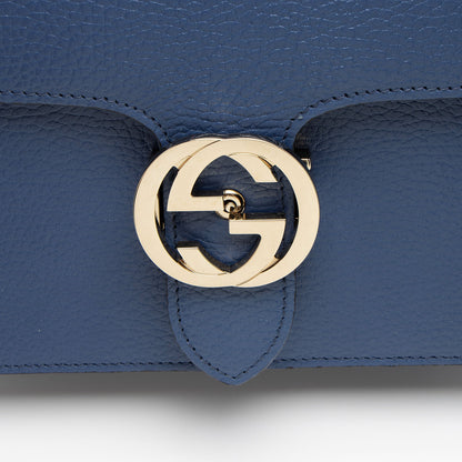 Gucci Grained Calfskin Interlocking G Medium Shoulder Bag (SHF-EgvU23)