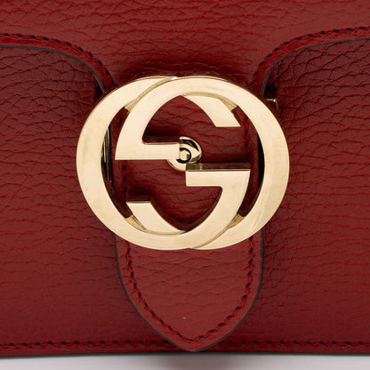 Gucci Grained Calfskin Interlocking G Small Shoulder Bag (SHF-0utu9Q)