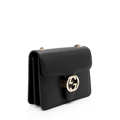Gucci Grained Calfskin Interlocking G Small Shoulder Bag (SHF-1AVxLZ)
