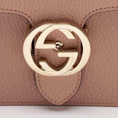 Gucci Grained Calfskin Interlocking G Small Shoulder Bag (SHF-eMNjXX)