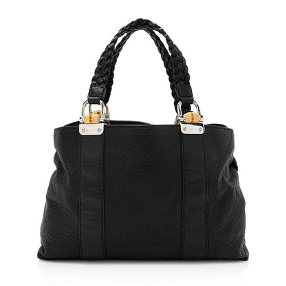 Gucci Grained Leather Bamboo Bar Medium Tote (SHF-19935)