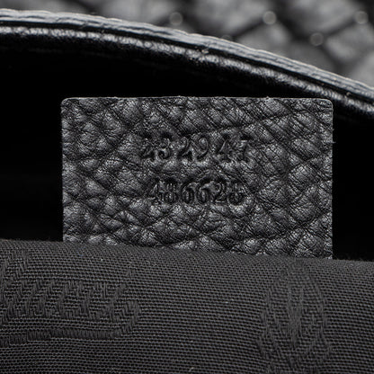 Gucci Grained Leather Bamboo Bar Medium Tote (SHF-19935)
