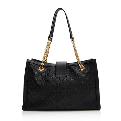 Gucci Guccissima Leather Padlock Chain Medium Shoulder Bag (SHF-21910)