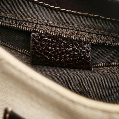 Gucci Guccissima-Trimmed Canvas Colbert Wooden Handle Shoulder Bag (SHG-34854)