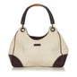 Gucci Guccissima-Trimmed Canvas Colbert Wooden Handle Shoulder Bag (SHG-34854)