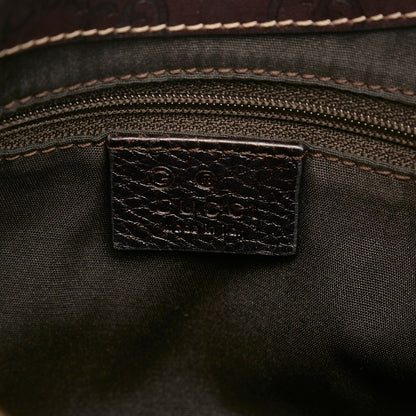 Gucci Guccissima-Trimmed Canvas Colbert Wooden Handle Shoulder Bag (SHG-34854)