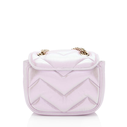 Gucci Matelasse Padded Iridescent Leather GG Marmont Square Mini Shoulder Bag