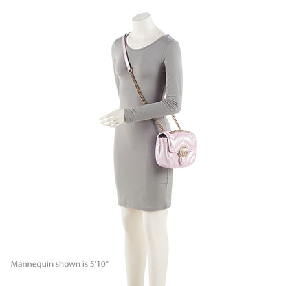Gucci Matelasse Padded Iridescent Leather GG Marmont Square Mini Shoulder Bag