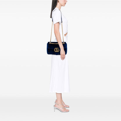 Gucci Large GG Marmont Matelasse Velvet Shoulder Bag