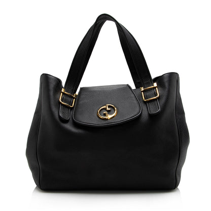Gucci Leather 1973 Medium Tote (SHF-17493)