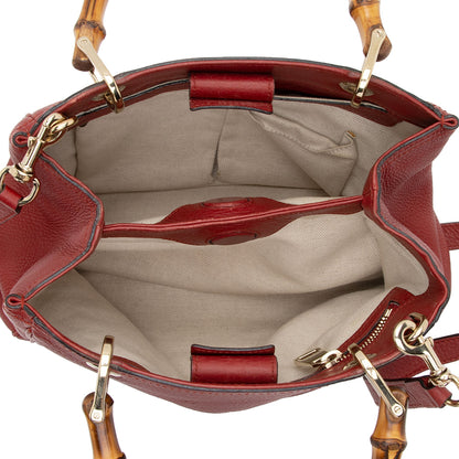 Gucci Metallic Leather Bamboo Mini Shopper Tote (SHF-Vl4q6H)