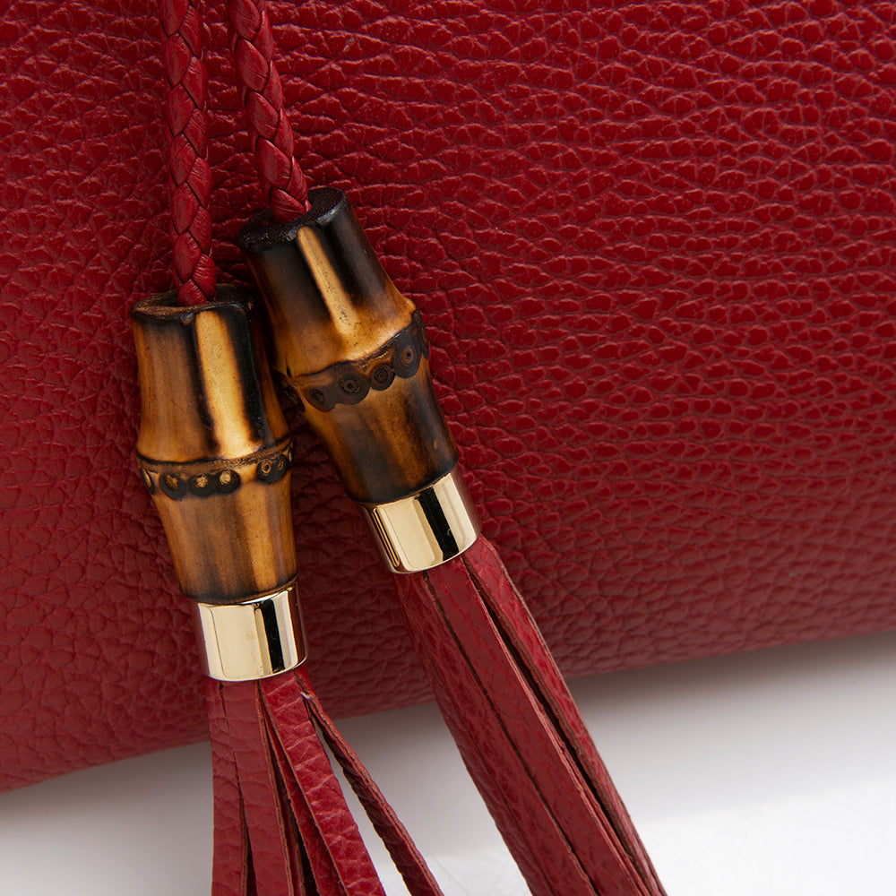 Gucci Leather Bamboo Tassel Zip Clutch (SHF-12686)