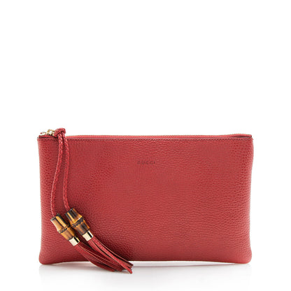 Gucci Leather Bamboo Tassel Zip Clutch (SHF-12686)