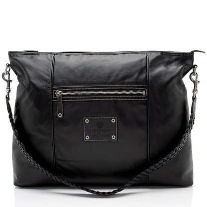 Gucci Leather Braided Large Shoulder Bag