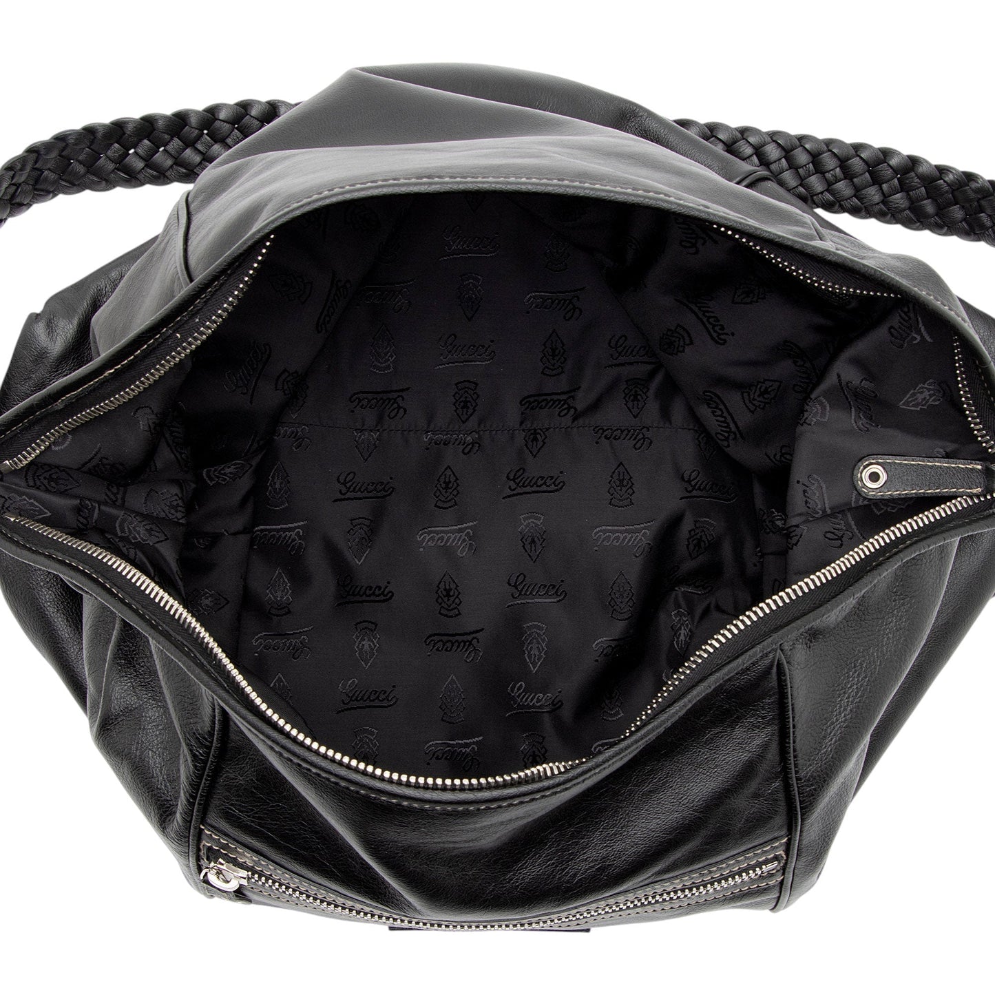 Gucci Leather Braided Large Shoulder Bag