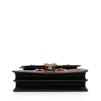 Gucci Leather Embroidered Rose Dionysus Medium Shoulder Bag (SHF-7coiPQ)