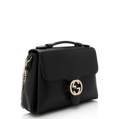 Gucci Leather Interlocking G Top Handle Shoulder Bag (SHF-22017)