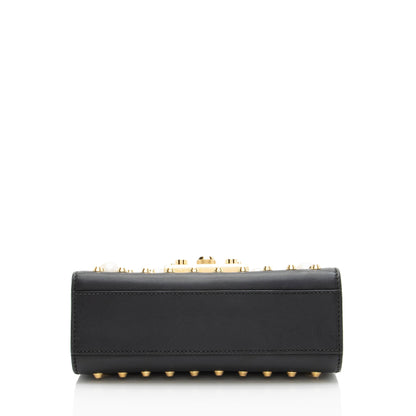 Gucci Leather Pearl Stud Padlock Small Shoulder Bag