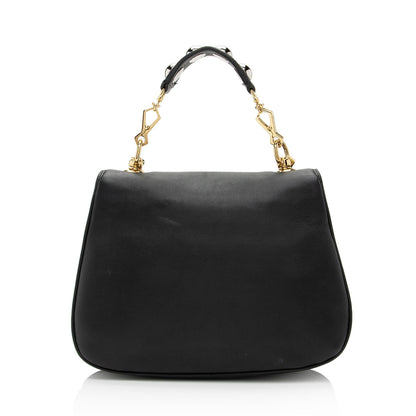Gucci Leather Studded Blondie Top Handle Medium Shoulder Bag (SHF-R9Ze9C)