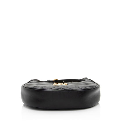 Gucci Matelasse Leather GG Marmont Half Moon Mini Shoulder Bag (SHF-KwqPFJ)