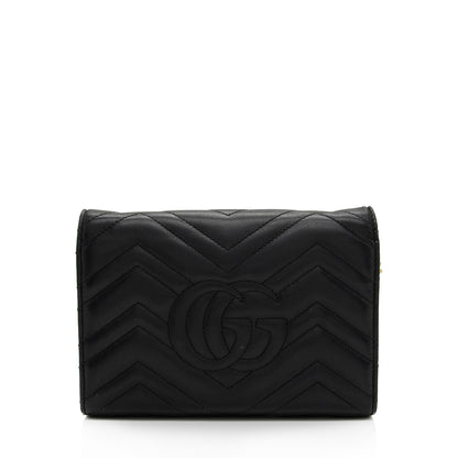 Gucci Matelasse Leather GG Marmont Mini Chain Shoulder Bag (SHF-KHf4XN)