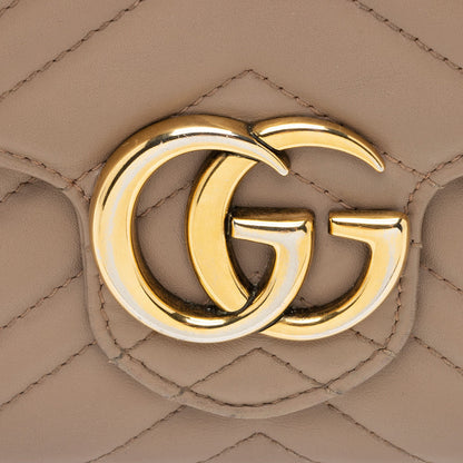Gucci Matelasse Leather GG Marmont Mini Chain Shoulder Bag (SHF-bJF41o)