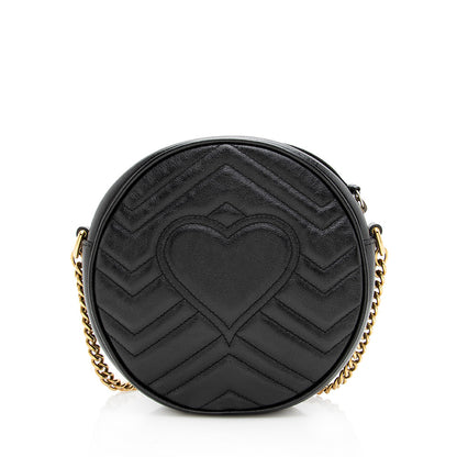 Gucci Matelasse Leather GG Marmont Round Mini Shoulder Bag (SHF-19018)