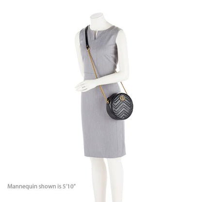Gucci Matelasse Leather GG Marmont Round Mini Shoulder Bag (SHF-19018)