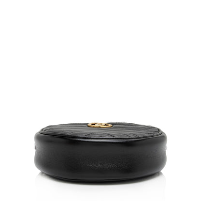 Gucci Matelasse Leather GG Marmont Round Mini Shoulder Bag (SHF-16xHJX)
