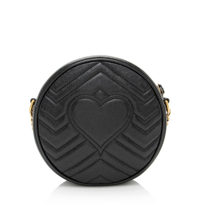 Gucci Matelasse Leather GG Marmont Round Mini Shoulder Bag (SHF-CQiicg)