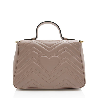 Gucci Matelasse Leather GG Marmont Top Handle Small Shoulder Bag (SHF-22063)